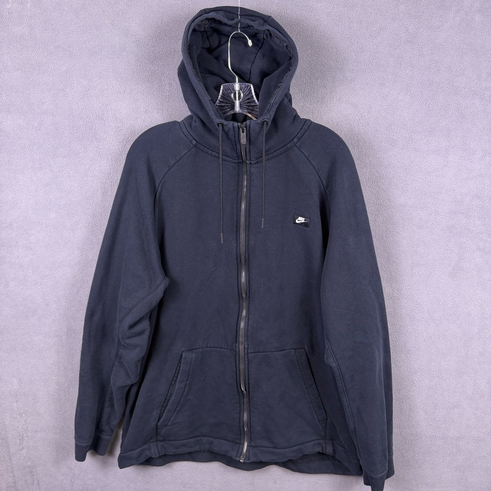 Nike Womens 2XL Tech Fleece Full Zip Hoodie Black Sporty Scuba Hood‎ Jacket